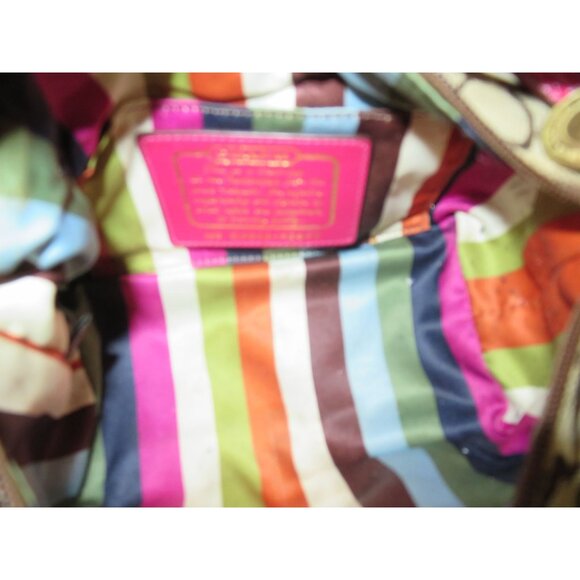 Coach 2008 Legacy Cursive Creed Limited Edition Canvas Leather Pink Stripe Demi - Picture 6 of 13
